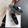 Fashion Europe Station Breathable mesh rhinestone spring and autumn one-word buckle with flat-soled single shoes spring and summer Mary Jane s