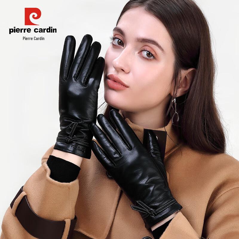 Pierre Cardin Women's Goatskin Touchscreen Motorcycle Riding Gloves