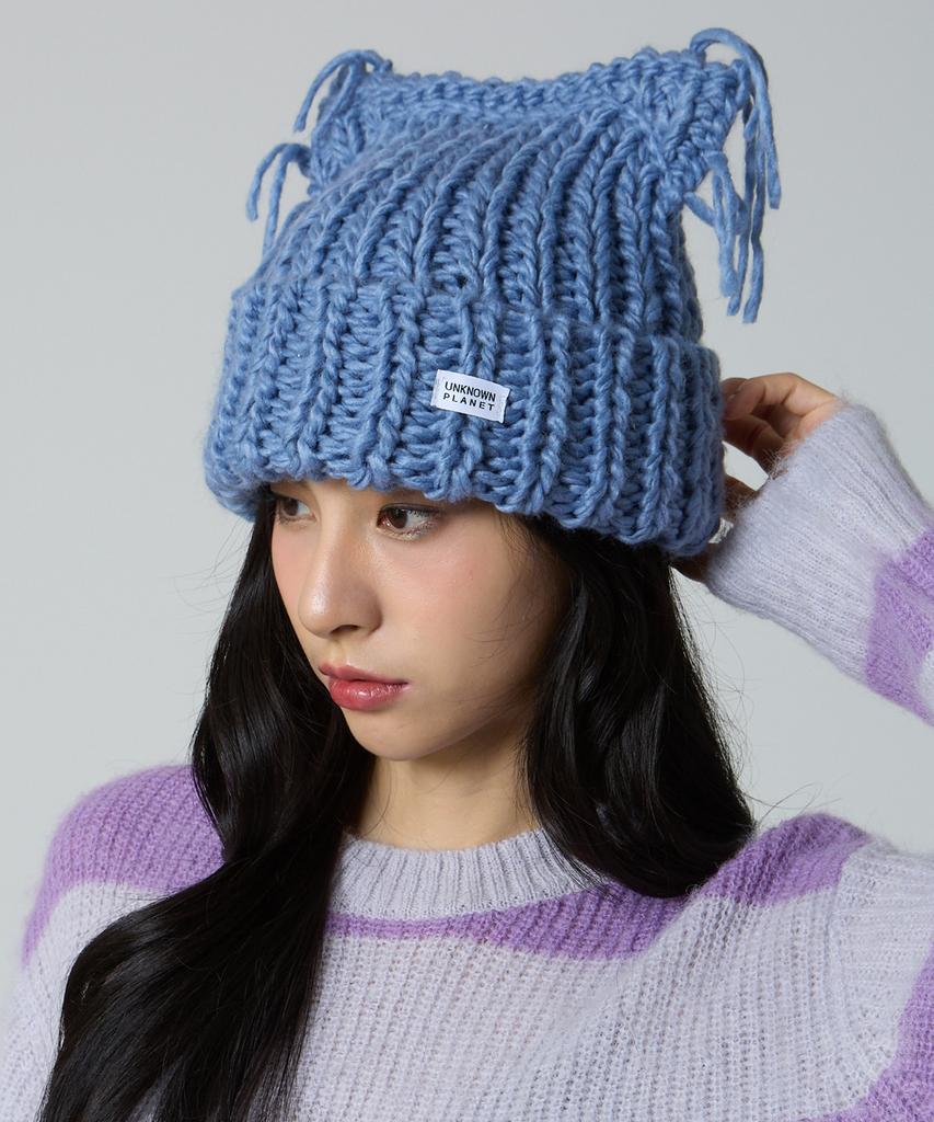 UNKNOWN PLANET Planet Cat Knit Beanie Blue