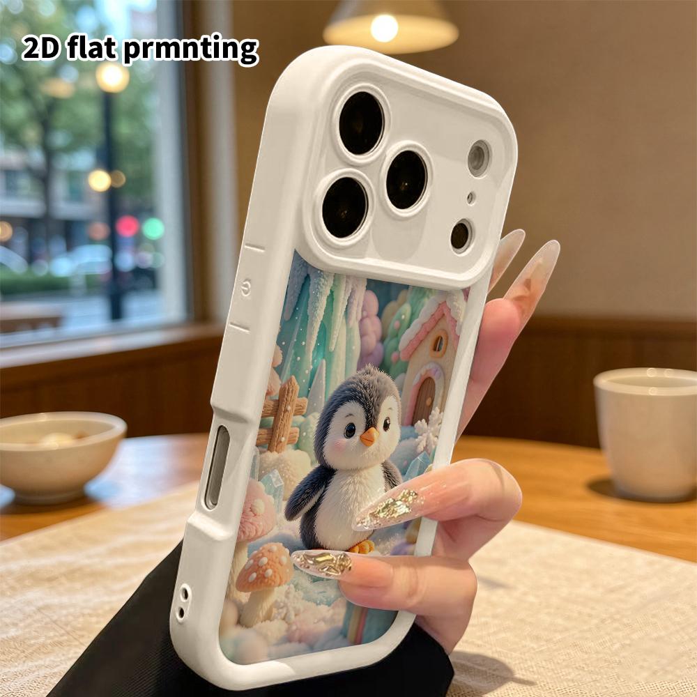 Phone Case: 2D Flat, Suitable for iPhone 18, 17, 16, 15, 14, 13, 12Pro Protective Case, Cute Little Snow Penguin, Perfect Christmas and Halloween Holi