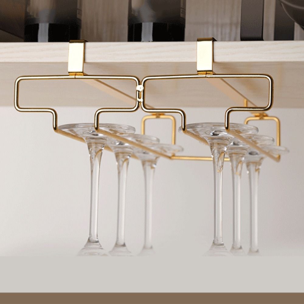 Durable Goblet Storage Shelf Two rows Kitchen Storage Shelf Wine Glass Holder  Under Cabinet