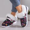 Plus Size Cotton Shoes Women's Winter 2025 New Casual Low-top Print Fleece Thickened Women's Snow Boots