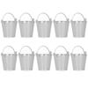 10PCS Flower Pot Mini Succulent Plant Pot Small Metal Bucket for Indoor Outdoor DecorSilver 4x5.5x6cm