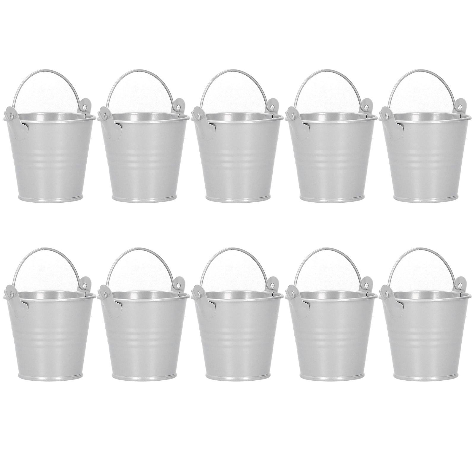 

10PCS Flower Pot Mini Succulent Plant Pot Small Metal Bucket for Indoor Outdoor DecorSilver 4x5.5x6cm
