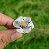 Natural Golden Rutile Gemstone Solitaire Flower Gold Adjustable Ring 925 Silver