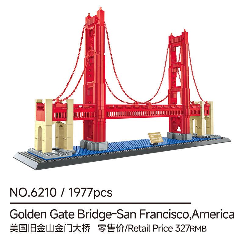 Wange 6210 United States San Francisco Golden Gate Bridge world-famous building assembly building block model cross-border toys