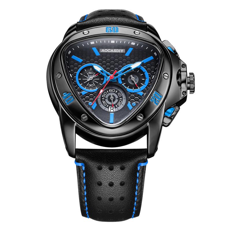 

Брендовые мужские треугольные часы с головой змеи, многофункциональные кварцевые, водонепроницаемые, с силиконовым ремешком синий