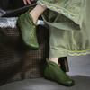 Johnature Retro Summer Short Boots Flat Side Zipper Genuine Leather Hollow-out Breathable Women's Shoes