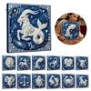Faux Pearl Painting Set DIY Kit, 12 Zodiac Signs Rhinestone Art for with Wooden Frame Adults Beginners, Handmade Fake Wall Decoration Crafts