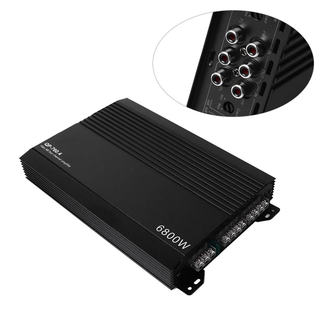 Car Stereo Aluminum Dissipation Power Amplifier for Car Speakers 4-Channel Amplifier, Alloy, High-Heat