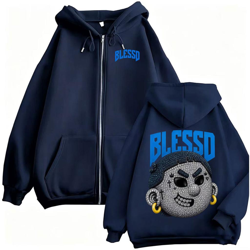 Blessd Ephdm Latam Tour Zipper Hoodies Men's Harajuku High Street Sweatshirt Jacket Coats Fleece Zip Up Hoodie
