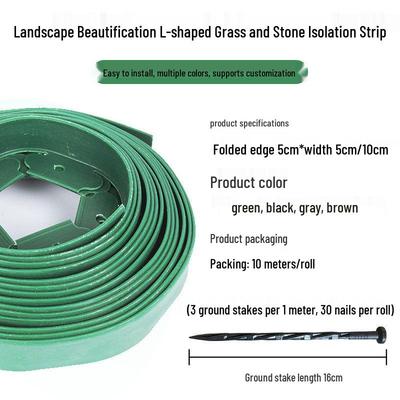 L-shaped Garden Edging and Retaining Strip for Grass-Stone Partitioning