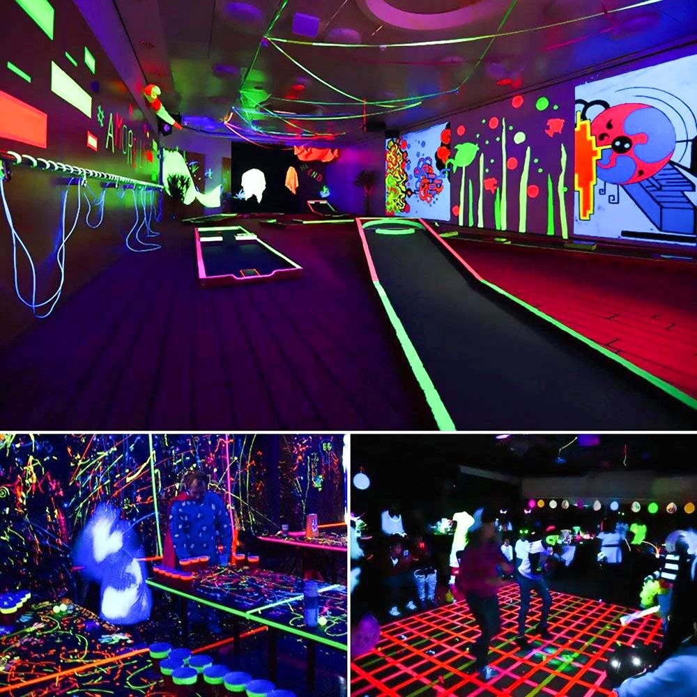 Adhesive Tape Under UV Black Light Fluorescent Neon Gaffer Blacklight Reactive Masking Cloth Party Stages Photography 5pcsPinstriping Tape 3