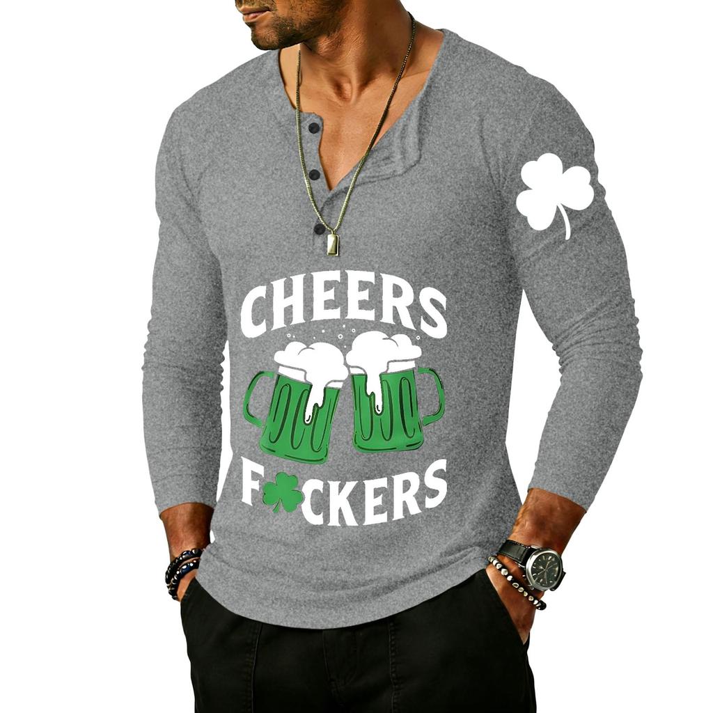 Men's Outdoor Vintage Button Long Sleeve Fashion Sports T-shirt