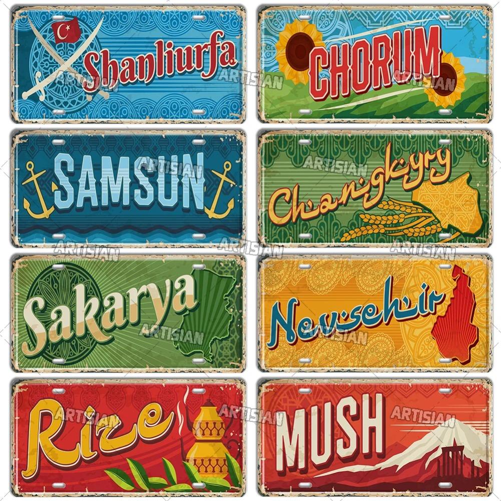 TURKEY Landmark License Plate Turkiye City Decorative Vehicle Plate Metal Tin Plaque Wall Decor Garage Bar Pub Club
