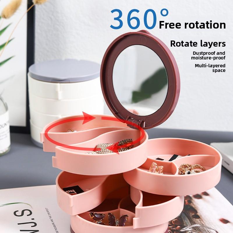 Rotating Multi-Layer Jewelry Box Elegant Ear Accessory Organizer for Living Room, Bedroom, and Study Dust-Proof, Modern Simplicity Design