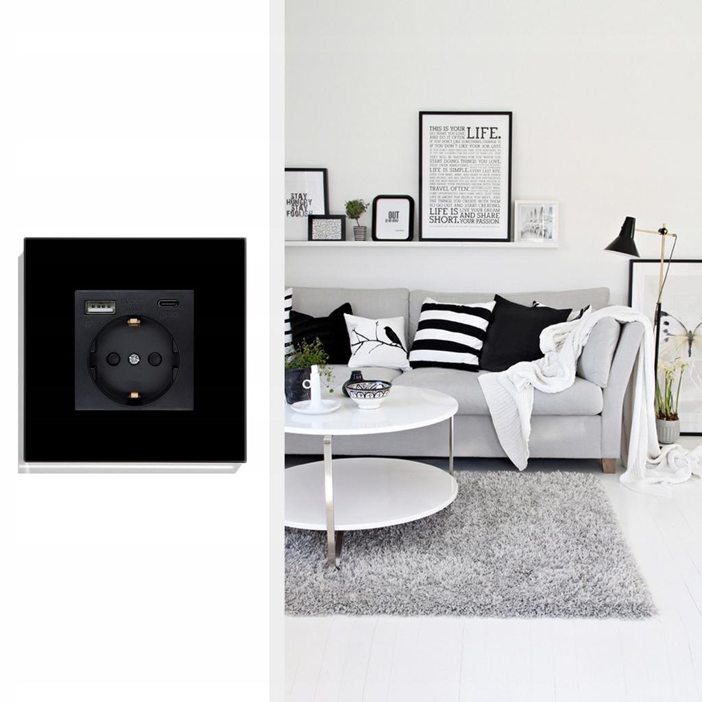 230V black socket insert USB AC charger RTX SH