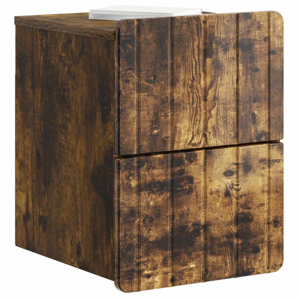 Wall Mounted Nightstand Smoked Oak 33 x 34.5 x 43 cm