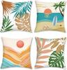Tropical Beach Outdoor Pillow Covers Set Of 4 Summer Palm Hawaii Decorative Pillowcase Soft Velvet Cushion Covers For Couch