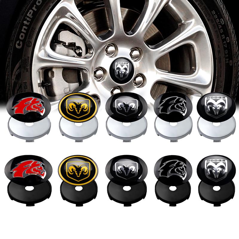 56/60mm 4pcs Car Logo Badge Sticker Wheel Center Hub Cap Aluminium Cover For Dodge Durango Caliber Dakota Neon Ram1500 Avenger U333