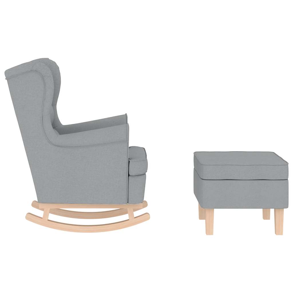 Rocking Chair with Footstool Light Grey Fabric