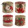 Burlap Christmas Ribbon 1 Roll for Gift Wrapping Tree Decor, Vintage Patterned Rustic Home Decor Imitation Linen Wired Fabric DIY Crafts And Wreaths,