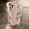 Clear Matte Magnetic Case For For Iphone 16 14 13 Mini 1 12 11 17Pro Max Plus Lanyard Wrist Strap  Shockproof Bumper Cover