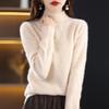 Women's High Neck Pure Wool Pullover Sweater with Diamond Pattern, Thick Base Layer, Solid Color Knit.