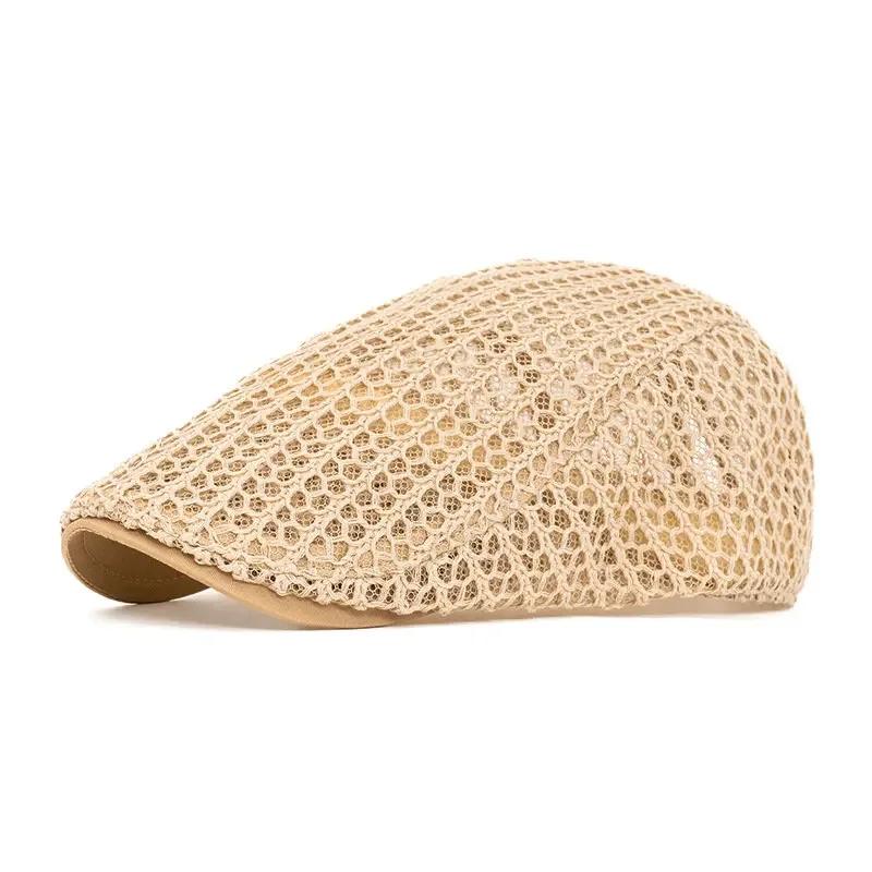

Spring and Summer Polyester Print Newsboy Caps Men Flat Cap Women Painter Beret Hats 62 56-60cm wear коричневый