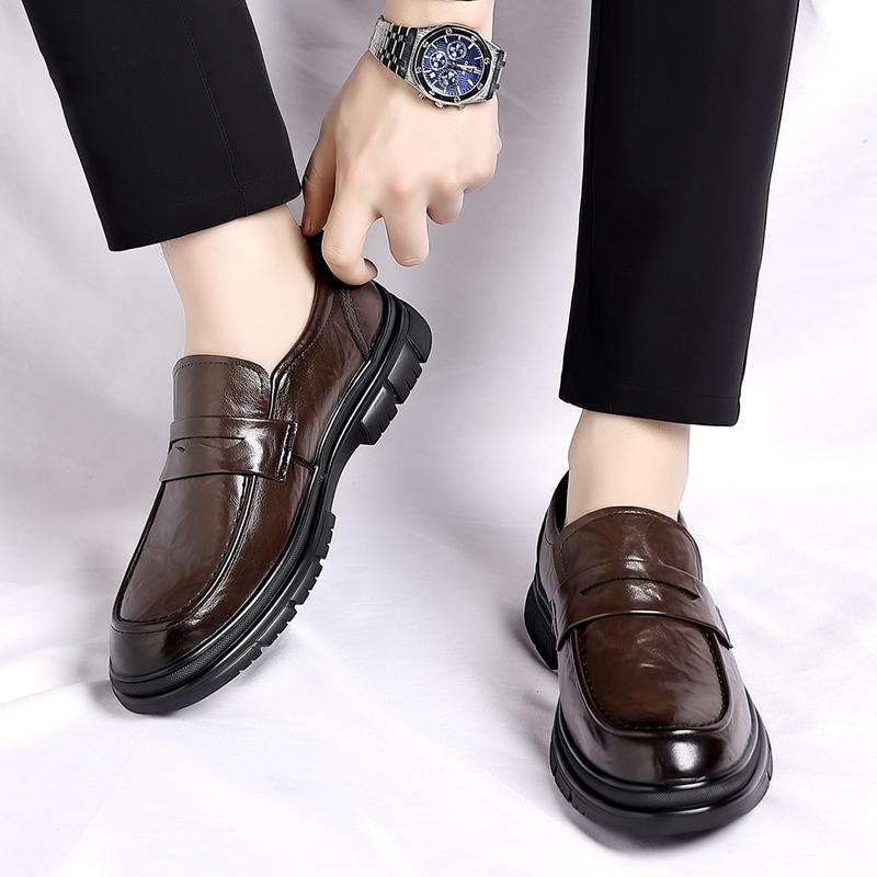 High Quality Cowhide Casual Shoes Handmade Loafers Men Footwear New British Style Dress Shoes Classic Leather Fashion Flats