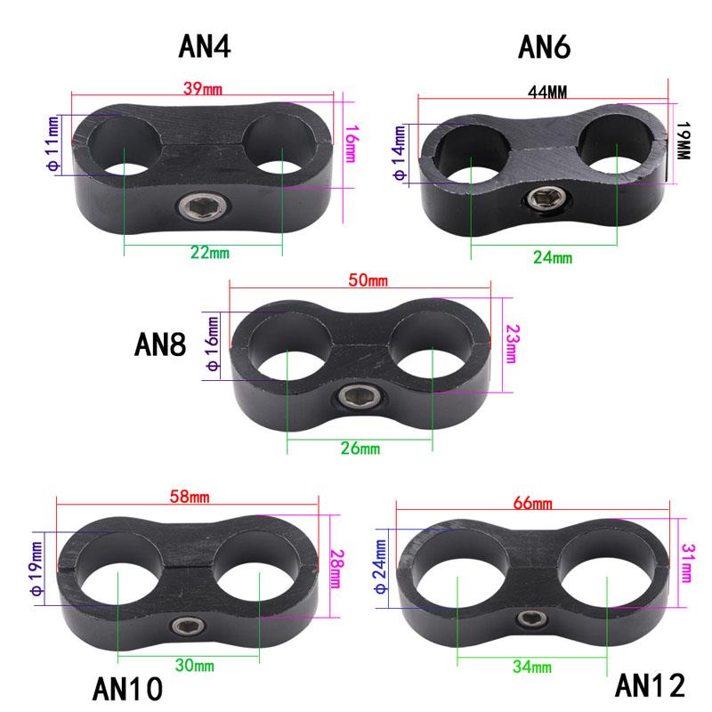 1pc AN4 AN6 AN8 AN10 Billet Öl Kraftstoff Wasser Schlauch Rohr Seprator Divider Clamp Aluminium Doppel Loch Linie Separator kit