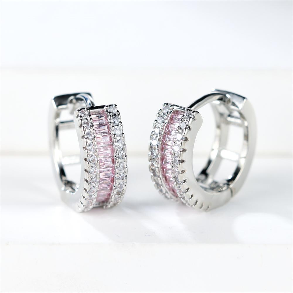 

Cute Female Blue Zircon Stone Hoop Earrings Vintage Gold Color Wedding For Women срібні рожевого кольору
