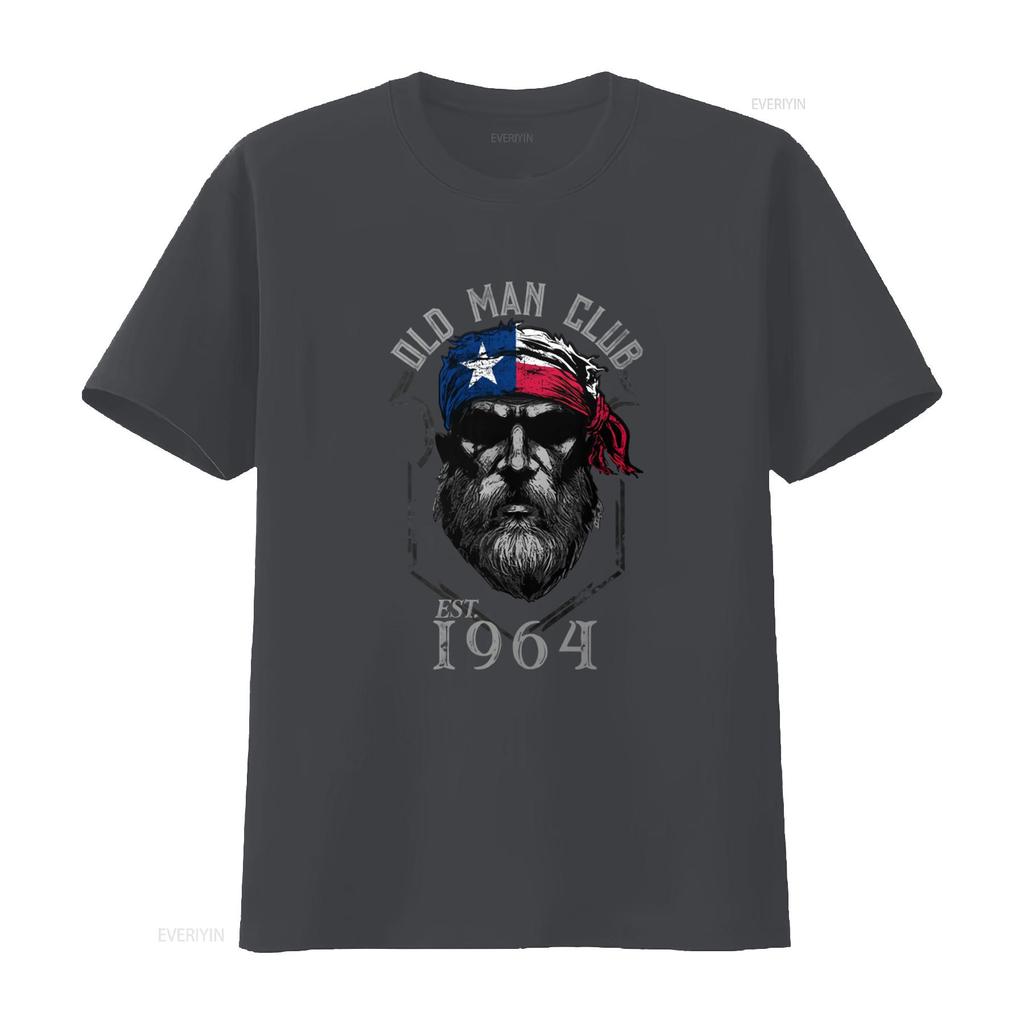 1964 Texas Old Man Club Vintage T Shirt Cotton Crew Neck with Patriotic Bandana Print Vintage Washed Designer Clothes