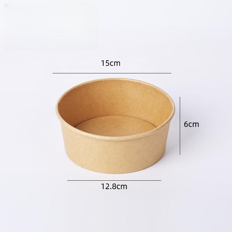 Mingling Disposable Kraft Paper Bowl with Lid, 750ml (50 Pcs)