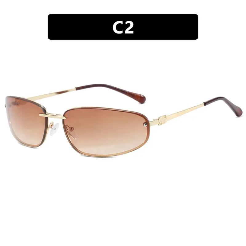 Neutral Fashion Rimless Oval Sunglasses Retro Cat Eye UV400 Sun Glasses for Outdoor Travel Driving Eye Protection