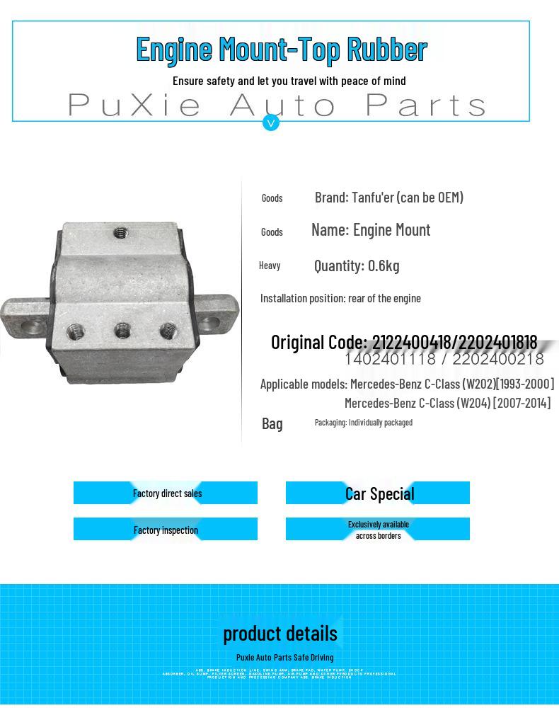 Mercedes-Benz W202/W204 Getriebe Motorlager Gummifuß 2122400418