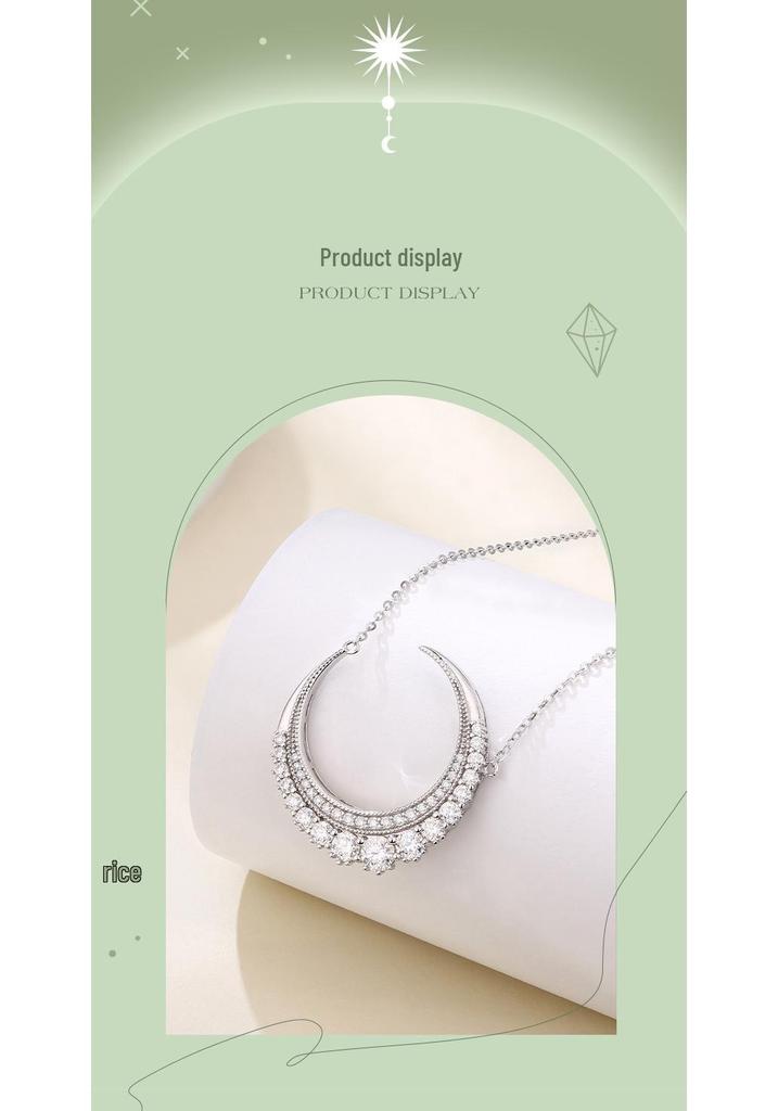 Korean Style Moissanite Moon Clavicle Necklace - Light Luxury, Trendy, Versatile Fashion Accessory