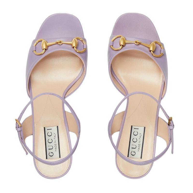 Gucci Horsebit Leather One Strap Sandals Women's Purple 771603 C9D00 5236