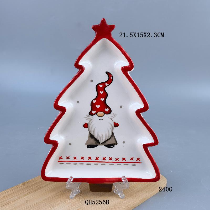 Christmas ceramic double-layer string plate three-layer snowman snack plate husband cake fruit plate dessert plate tableware set