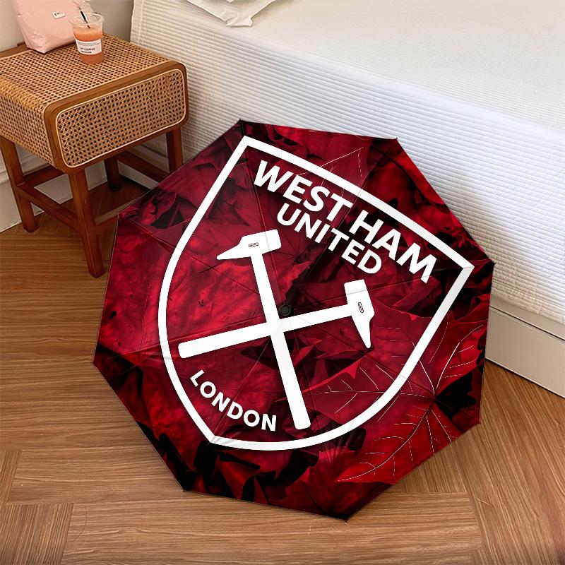 West Ham United pattern, automatic folding umbrella, portable and foldable design, 8 ribs, a Christmas or birthday gift.