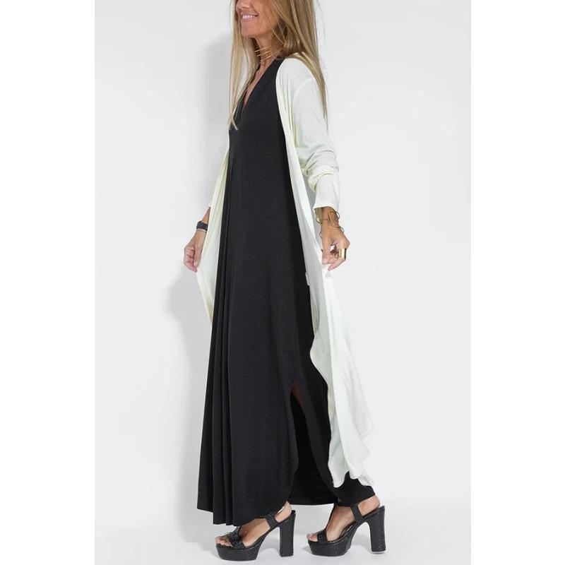 Moda Primavera Estate Cardigan Monocolore Manica Lunga Donna Lento Casual Stile Lungo Spacco Cappotto Signora Elegante
