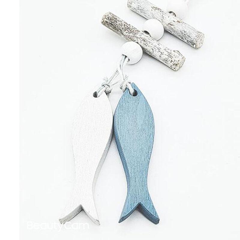 Marine Style Wooden Pendant Ocean Wind Crafts Small Fish Boat Innovative Accessory Wall Hanging Decoration Pendant Home Decor
