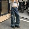 Simic American Retro Heavy-duty Multi-pocket Jeans High Street Hip-hop Trendy Overalls Men's and Women's Wide-leg Pants