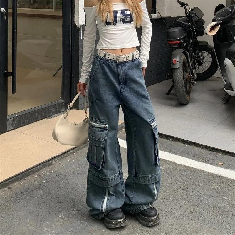 Simic American Retro Heavy-duty Multi-pocket Jeans High Street Hip-hop Trendy Overalls Men's and Women's Wide-leg Pants