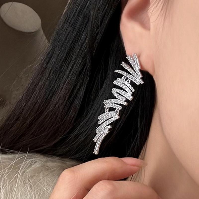 Zircon Geometric Tassel Earrings Exquisite Luxury Fashion Ear Jewelry