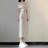 Temperament Sexy Slanted Shoulder Short-sleeved Dress Women's Summer Slim-fit One-word Shoulder Long Dress Showing Figure Waist Hip Skirt