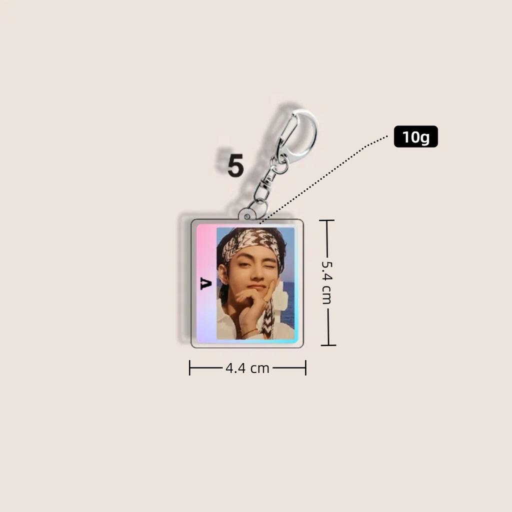7pcs BTS Square Individual Member Keychains, Baby Pendants, Clothing Accessories, Wallet Charms, Celebrity Merchandise