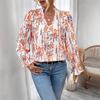 New European and American Style V-neck Printed Women's Top