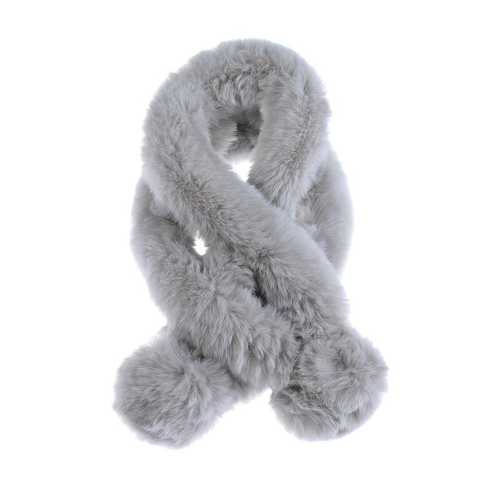 Faux Fur Plush Student Gift Windproof Fur Ball Cross Scarf Neckerchief Plush Scarfs Warm Bib