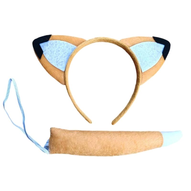 

Cow/Foxes Costume Set Cow/Foxes Ears Headband Tail Bowtie for Kids Girls Boys Halloween Christmas Animal Cosplay Props